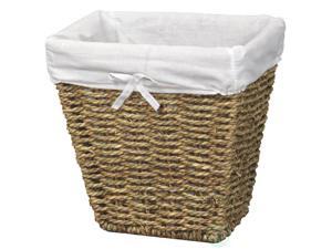 Woven Seagrass Small Waste Bin Lined with White Washable Lining Woven Seagrass Small Waste Bin Lined with White Washable Lining