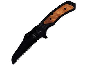 Velocity II, Black w/Burl Walnut Inlay Handle,Black Serrated Velocity II, Black w/Burl Walnut Inlay Handle,Black Serrated
