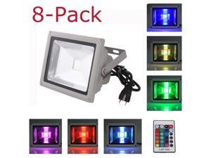 8-PACK 30W Waterproof Outdoor Security LED Flood Light Spotlight High Powered RGB Color Change with Plug and Remote Control AC85V-265V 8-PACK 30W Waterproof Outdoor Security LED Flood Light Spotlight High Powered RGB Color Change with Plug and Remote Control AC85V-265V