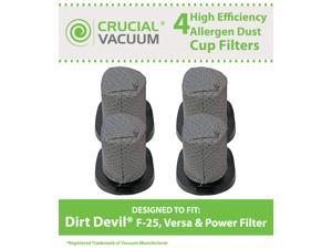 4 Dirt Devil F25 Dust Cup Filters Designed To Fit Dirt Devil Vacuum Cleaner F25 F-25 Filter; Versa Power Filter; Compare To Part # 2SV1102000, 3SV0980000; Designed & Engineered By Crucial Vacuum 4 Dirt Devil F25 Dust Cup Filters Designed To Fit Dirt Devil Vacuum Cleaner F25 F-25 Filter; Versa Power Filter; Compare To Part # 2SV1102000, 3SV0980000; Designed & Engineered By Crucial Vacuum
