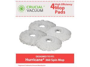 4 Hurricane Mop Pads Fit Hurricane PRO 360 Rotating Spin Magic, Designed & Engineered by Crucial Vacuum 4 Hurricane Mop Pads Fit Hurricane PRO 360 Rotating Spin Magic, Designed & Engineered by Crucial Vacuum