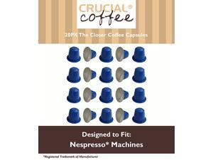 20 High Performance Replacement Coffee Capsules for Use in Most Nespresso Machines, The Closer is Designed & Engineered by Crucial Coffee 20 High Performance Replacement Coffee Capsules for Use in Most Nespresso Machines, The Closer is Designed & Engineered by Crucial Coffee