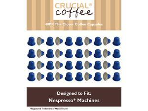 40 High Performance Replacement Coffee Capsules for Use in Most Nespresso Machines, The Closer is Designed & Engineered by Crucial Coffee 40 High Performance Replacement Coffee Capsules for Use in Most Nespresso Machines, The Closer is Designed & Engineered by Crucial Coffee