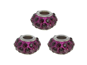 Set of Three 14mm Round Dark Purple Pave Crystal Ball Fits with Beads and Charms Set of Three 14mm Round Dark Purple Pave Crystal Ball Fits with Beads and Charms