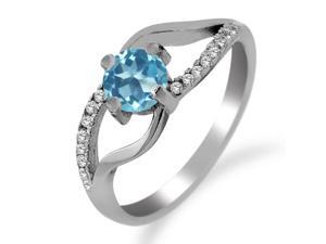0.82 Ct Round Swiss Blue Topaz 925 Sterling Silver Ring 0.82 Ct Round Swiss Blue Topaz 925 Sterling Silver Ring