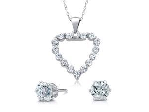 1.00 Ct Round CZ Sterling Silver Heart Pendant with Matching Stud Earrings 1.00 Ct Round CZ Sterling Silver Heart Pendant with Matching Stud Earrings