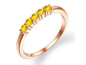 0.43 Ct Round Yellow Sapphire 18K Rose Gold Plated Silver Ring 0.43 Ct Round Yellow Sapphire 18K Rose Gold Plated Silver Ring