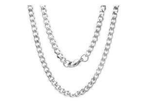 24 Inch Stainless Steel Cuban Chain Necklace with Lobster Clasp (1/5" Wide) 24 Inch Stainless Steel Cuban Chain Necklace with Lobster Clasp (1/5" Wide)