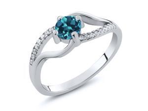 0.77 Ct Round London Blue Topaz 925 Sterling Silver Ring 0.77 Ct Round London Blue Topaz 925 Sterling Silver Ring