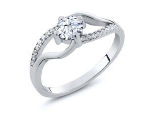 0.82 Ct Round White Topaz 925 Sterling Silver Ring 0.82 Ct Round White Topaz 925 Sterling Silver Ring