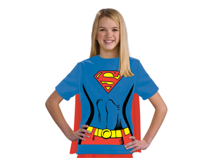 Kids Girls Supergirl Halloween Costume Tee Shirt & Cape Kids Girls Supergirl Halloween Costume Tee Shirt & Cape