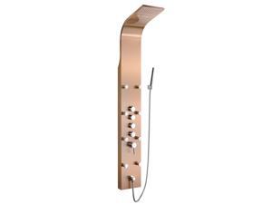 AKDY Stainless Steel Shower Tower Panel System Spa Rainfall Waterfall Shower Head in Bronze Finish with Handheld Wand AKDY Stainless Steel Shower Tower Panel System Spa Rainfall Waterfall Shower Head in Bronze Finish with Handheld Wand