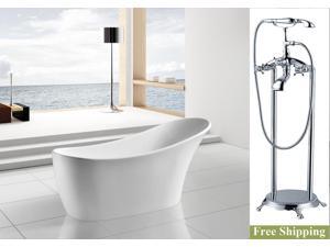 AKDY 63" AK-NEF278+8713 Europe Style White Acrylic Free Standing Bathtub w/ Faucet AKDY 63" AK-NEF278+8713 Europe Style White Acrylic Free Standing Bathtub w/ Faucet