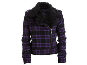 Aeropostale Womens Plaid Faux Fur Collar Field Jacket 500 XS Aeropostale Womens Plaid Faux Fur Collar Field Jacket 500 XS