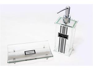 LIANG THING, Treasured Glass 2-Piece Bath Set / Bath / Bathroom Accessories- Includes Lotion Dispenser & Towel Rack LIANG THING, Treasured Glass 2-Piece Bath Set / Bath / Bathroom Accessories- Includes Lotion Dispenser & Towel Rack