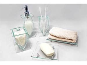 LIANG THING, Sparkling & Classic Glass 5-Piece Bath Set / Bath / Bathroom Accessories - Includes Lotion Dispenser, Toothbrush Holder, Cotton Canister, Soap Dish & Towel Rack LIANG THING, Sparkling & Classic Glass 5-Piece Bath Set / Bath / Bathroom Accessories - Includes Lotion Dispenser, Toothbrush Holder, Cotton Canister, Soap Dish & Towel Rack