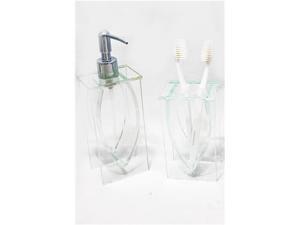 LIANG THING, Sparkling & Classic Glass 2-Piece Bath Set / Bath / Bathroom Accessories - Includes Lotion Dispenser & Toothbrush Holder LIANG THING, Sparkling & Classic Glass 2-Piece Bath Set / Bath / Bathroom Accessories - Includes Lotion Dispenser & Toothbrush Holder