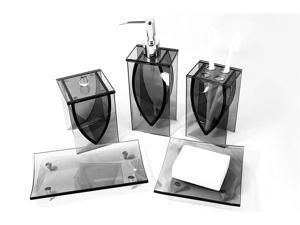 LIANG THING, High Sense Black Glass 5-Piece Bath Set / Bath / Bathroom Accessories - Includes Lotion Dispenser, Toothbrush Holder, Cotton Canister, Soap Dish & Towel Rack LIANG THING, High Sense Black Glass 5-Piece Bath Set / Bath / Bathroom Accessories - Includes Lotion Dispenser, Toothbrush Holder, Cotton Canister, Soap Dish & Towel Rack