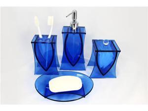 LIANG THING, Ocean Blue Glass 4-Piece Bath Set / Bath / Bathroom Accessories- Includes Lotion Dispenser, Toothbrush Holder, Cotton Canister & Soap Dish LIANG THING, Ocean Blue Glass 4-Piece Bath Set / Bath / Bathroom Accessories- Includes Lotion Dispenser, Toothbrush Holder, Cotton Canister & Soap Dish