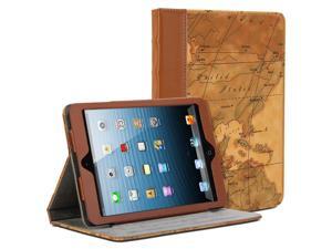 Book Case Vintage for iPad mini - Brown Map Pattern Book Folio Stand Case Cover (with card slots and money pocket) Book Case Vintage for iPad mini - Brown Map Pattern Book Folio Stand Case Cover (with card slots and money pocket)