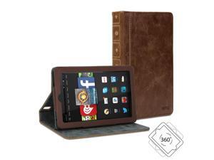 Amazon Fire HD 7 Case, GMYLE Book Case Vintage 360 - Brown PU Leather Protective Book style Flip Folio Slim Fit Stan Amazon Fire HD 7 Case, GMYLE Book Case Vintage 360 - Brown PU Leather Protective Book style Flip Folio Slim Fit Stan