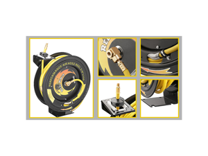 Pentagon Tools 3/8 300PSI Retractable 100 Ft Air Hose & Reel Professional Grade Pentagon Tools 3/8 300PSI Retractable 100 Ft Air Hose & Reel Professional Grade