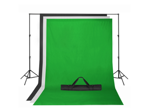 Chroma Key Green Screen with Black and White Backdrop stand Kit Photography Set Chroma Key Green Screen with Black and White Backdrop stand Kit Photography Set