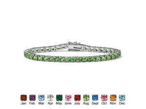PalmBeach Jewelry Round Birthstone Silvertone Tennis Bracelet 7" - August- Simulated Peridot PalmBeach Jewelry Round Birthstone Silvertone Tennis Bracelet 7" - August- Simulated Peridot