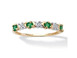 PalmBeach Jewelry .32 TCW Genuine Round Emerald and Diamond accent Band in 10k Gold PalmBeach Jewelry .32 TCW Genuine Round Emerald and Diamond accent Band in 10k Gold