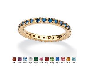 Round Birthstone 18k Gold-Plated Stackable Eternity Band - September- Simulated Sapphire Round Birthstone 18k Gold-Plated Stackable Eternity Band - September- Simulated Sapphire