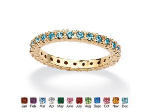 Round Birthstone 18k Gold-Plated Stackable Eternity Band - December- Simulated Blue Topaz Round Birthstone 18k Gold-Plated Stackable Eternity Band - December- Simulated Blue Topaz