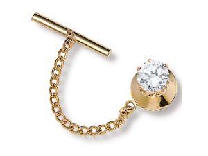 PalmBeach Jewelry Men's 1.25 TCW Round Cubic Zirconia Tie Tack in Yellow Gold Tone PalmBeach Jewelry Men's 1.25 TCW Round Cubic Zirconia Tie Tack in Yellow Gold Tone