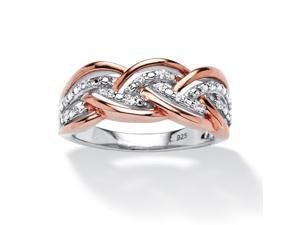PalmBeach Jewelry 1/10 TCW Round Diamond Braid Ring in Rose Gold over Sterling Silver PalmBeach Jewelry 1/10 TCW Round Diamond Braid Ring in Rose Gold over Sterling Silver