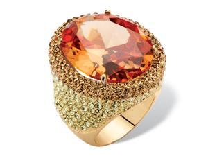 PalmBeach Jewelry 25 TCW Oval-cut Champagne CZ Halo Cocktail Ring Made with SWAROVSKI ELEMENTS PalmBeach Jewelry 25 TCW Oval-cut Champagne CZ Halo Cocktail Ring Made with SWAROVSKI ELEMENTS