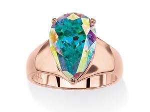 PalmBeach Jewelry 5.75 TCW Pear-Cut Aurora Borealis Cubic Zirconia Cocktail Ring in Rose Gold-Plated PalmBeach Jewelry 5.75 TCW Pear-Cut Aurora Borealis Cubic Zirconia Cocktail Ring in Rose Gold-Plated