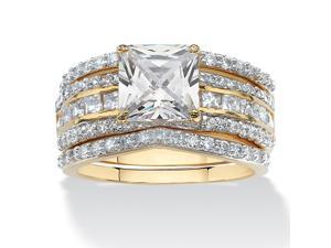 3.14 TCW Square-Cut Cubic Zirconia Three-Piece Bridal Set in 14k Yellow Gold-Plated 3.14 TCW Square-Cut Cubic Zirconia Three-Piece Bridal Set in 14k Yellow Gold-Plated