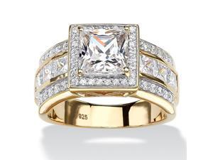2.92 TCW Princess-Cut Cubic Zirconia Halo Engagement Ring in 18k Gold over Sterling Silver 2.92 TCW Princess-Cut Cubic Zirconia Halo Engagement Ring in 18k Gold over Sterling Silver