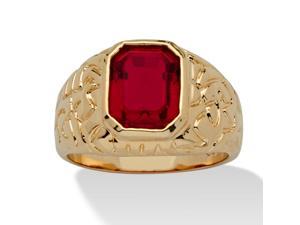 Men's Emerald-Cut Simulated Ruby Nugget-Style Ring 14k Yellow Gold-Plated Sizes 8-16 Men's Emerald-Cut Simulated Ruby Nugget-Style Ring 14k Yellow Gold-Plated Sizes 8-16