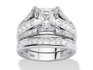 3.14 TCW Princess-Cut Cubic Zirconia 2-Piece Bridal Ring Set in Platinum over .925 Sterling Silver 3.14 TCW Princess-Cut Cubic Zirconia 2-Piece Bridal Ring Set in Platinum over .925 Sterling Silver