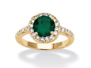 Round Birthstone and Cubic Zirconia Ring In Yellow Gold Tone - May- Simulated Emerald Round Birthstone and Cubic Zirconia Ring In Yellow Gold Tone - May- Simulated Emerald
