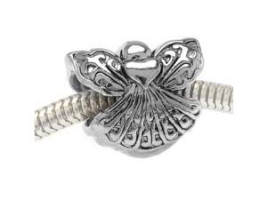 Silver Tone Two Sided Angel With Heart - European Style Large Hole Bead (1) Silver Tone Two Sided Angel With Heart - European Style Large Hole Bead (1)