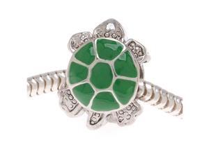 Silver Tone Two Sided Green Enamel Turtle - European Style Large Hole Bead (1) Silver Tone Two Sided Green Enamel Turtle - European Style Large Hole Bead (1)