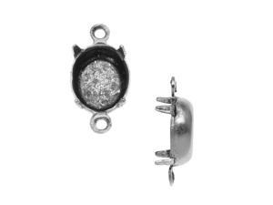 Nunn Design Antiqued Silver Plated Oval Four-Prong Setting 8x10mm (4) Nunn Design Antiqued Silver Plated Oval Four-Prong Setting 8x10mm (4)