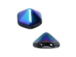 Czech Glass Beads, 2-Hole Hexagon Pyramid Studs 12mm, 12 Pieces, Jet AB Czech Glass Beads, 2-Hole Hexagon Pyramid Studs 12mm, 12 Pieces, Jet AB