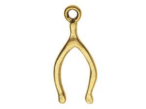 Nunn Design Charm, 10x22mm Wishbone, 1 Piece, Antiqued Gold Nunn Design Charm, 10x22mm Wishbone, 1 Piece, Antiqued Gold