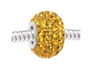 Sterling Silver Sparkle Bead Yellow Crystal In Ferido Euro Style Large Hole Sterling Silver Sparkle Bead Yellow Crystal In Ferido Euro Style Large Hole