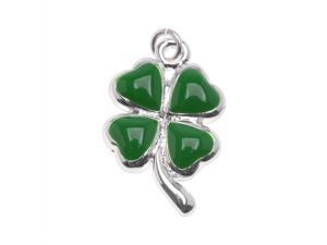 Silver Plated Lucky Green Four Leaf Clover Right Shamrock Style 2 Charm 18mm (1) Silver Plated Lucky Green Four Leaf Clover Right Shamrock Style 2 Charm 18mm (1)