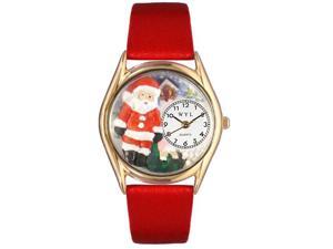 Christmas Santa Claus Red Leather And Goldtone Watch #C1221001 Christmas Santa Claus Red Leather And Goldtone Watch #C1221001