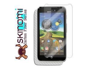 Skinomi Carbon Fiber Silver Skin+Clear Screen Cover for Motorola Atrix HD Skinomi Carbon Fiber Silver Skin+Clear Screen Cover for Motorola Atrix HD