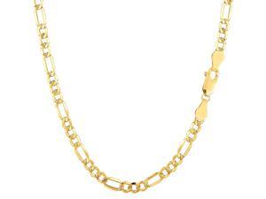 14k Yellow Gold Hollow Figaro Chain Necklace, 3.5mm, 18" 14k Yellow Gold Hollow Figaro Chain Necklace, 3.5mm, 18"